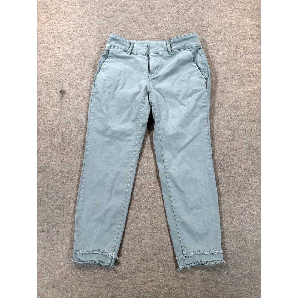 LOFT Girlfriend Cropped Chino Pants Womens 2 Petite Light Blue Raw Hem Casual